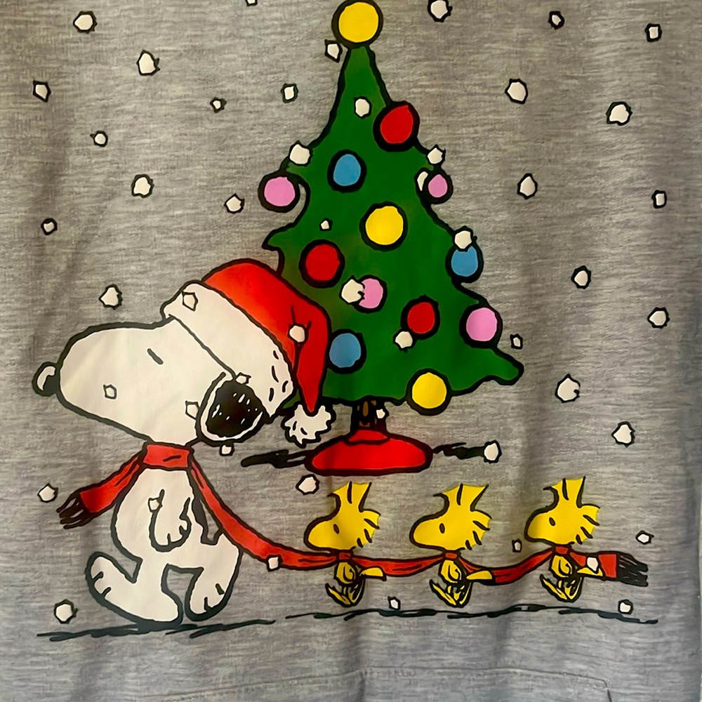 Grey Peanuts Christmas Hoodie